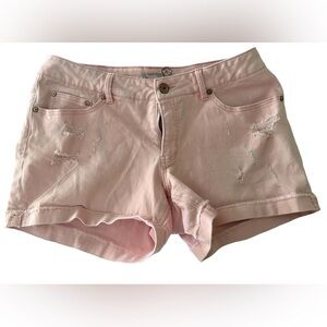 Faded Glory light pink cute summer distressed jean material short shorts size 12